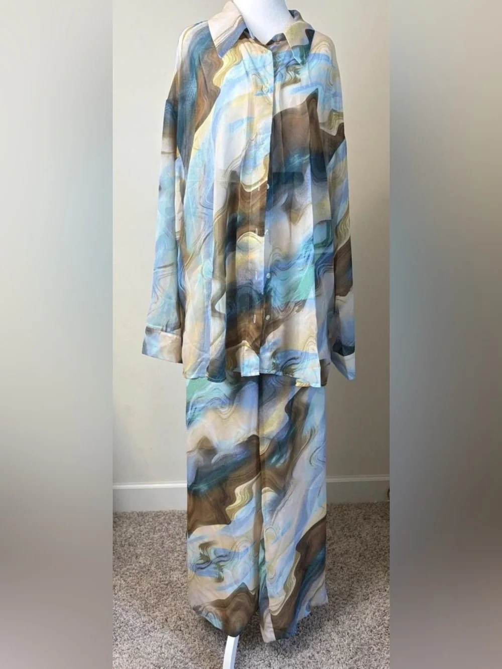 Eloquii Matching Chiffon Women’s Set Resort Wear - Plus Size 20